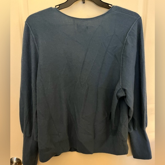 EUC Maeve by Anthropologie 100% cashmere dusty blue sweater w/ balloon sleeves - Picture 5 of 6